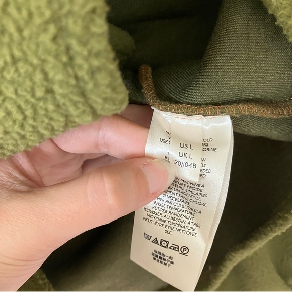 Free People Olive Green Button Up Fleece James Jacket Size L - Picture 6 of 16